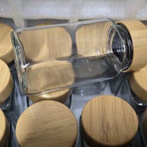 Square Glass Jars with lids (12 Bottles)